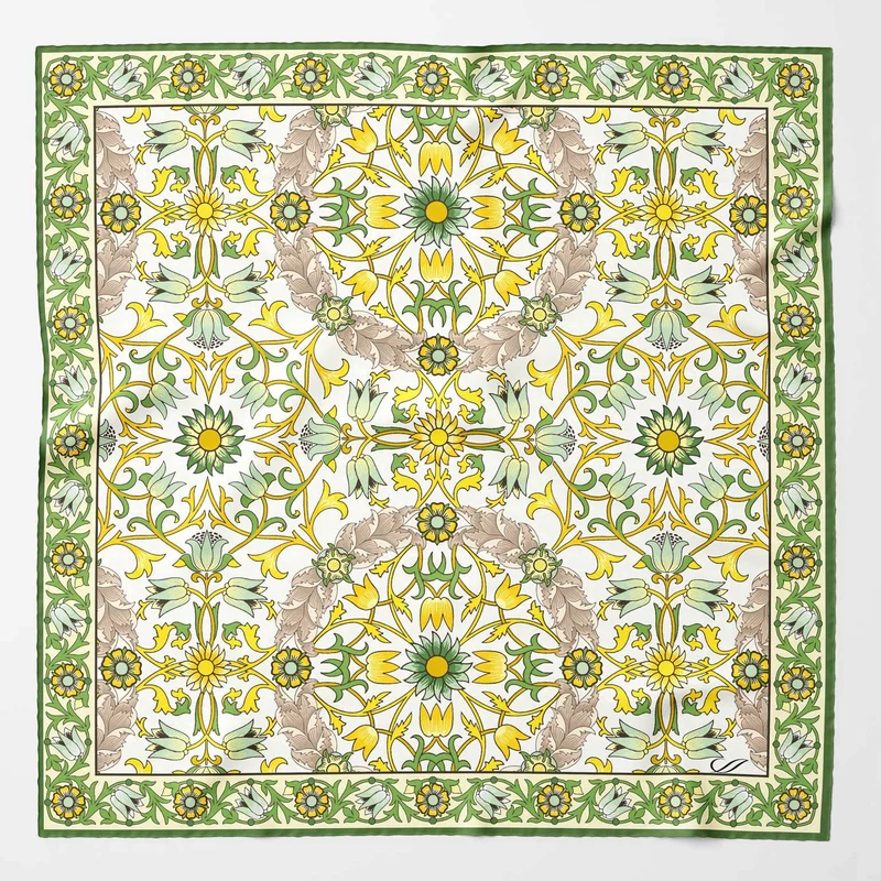 Itria - Silk Pocket Square - Green and Yellow