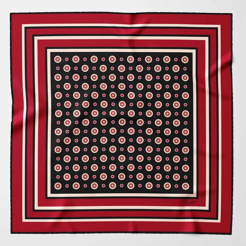 Pantera - Silk Pocket Square - Black and Burgundy