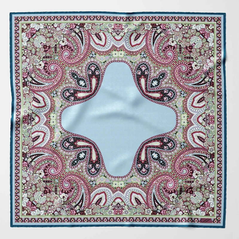 Perugia - Silk Pocket Square - Blue and Burgundy