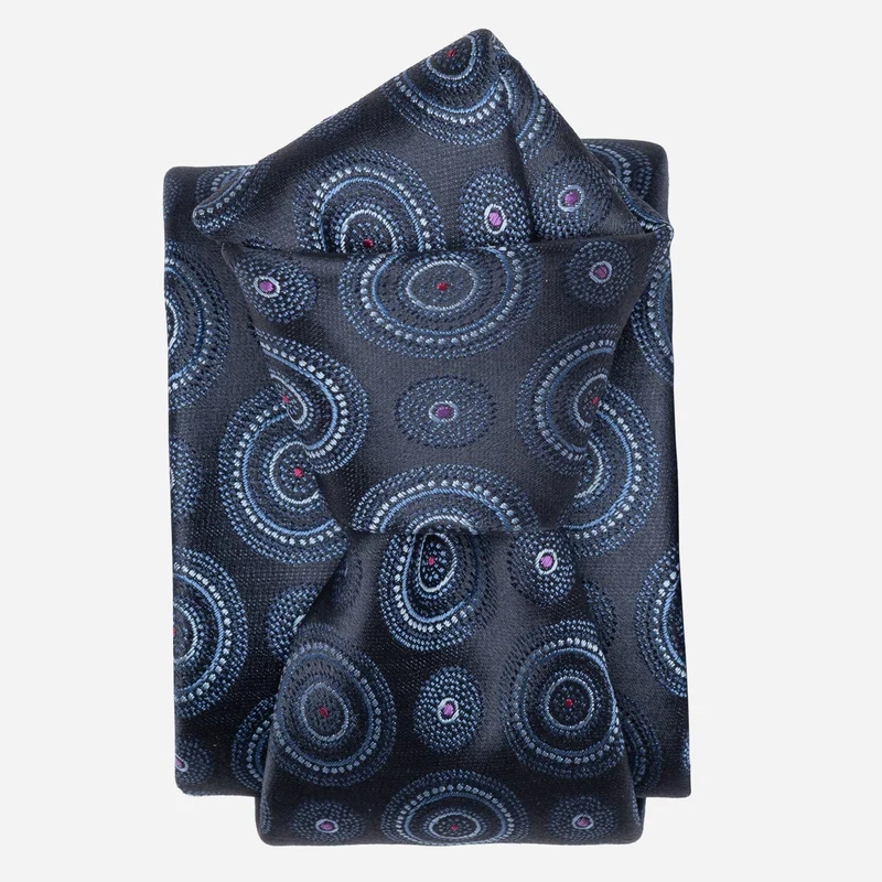 Cefalù - Silk Jacquard Tie - Navy and Blue