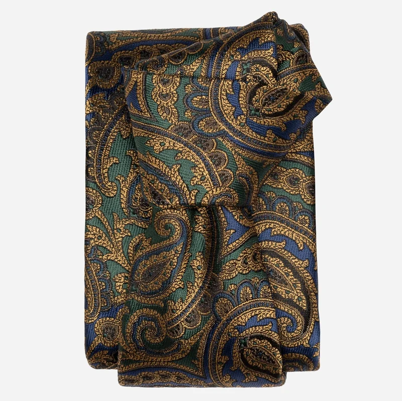 San Carlo - Silk Jacquard Tie - Emerald and Sapphire