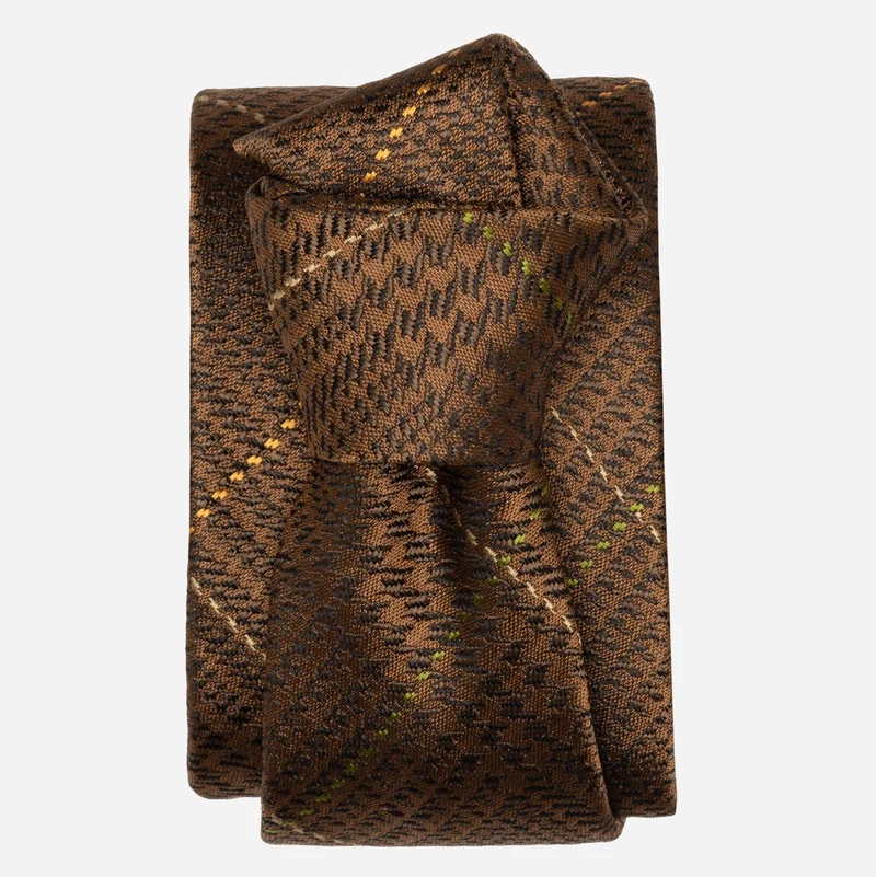 Spoleto - Silk Jacquard Tie - Oak Brown