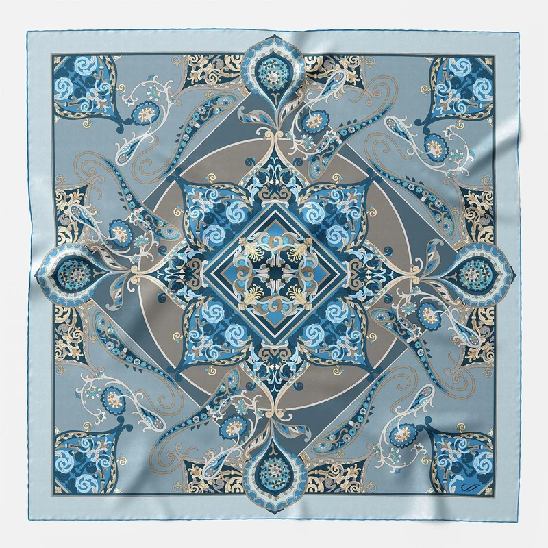 Romina - Silk Foulard - Blue