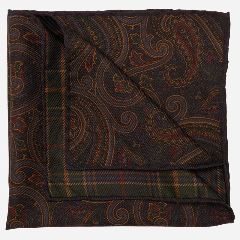 Positano - Double Sided Silk Pocket Square - Navy