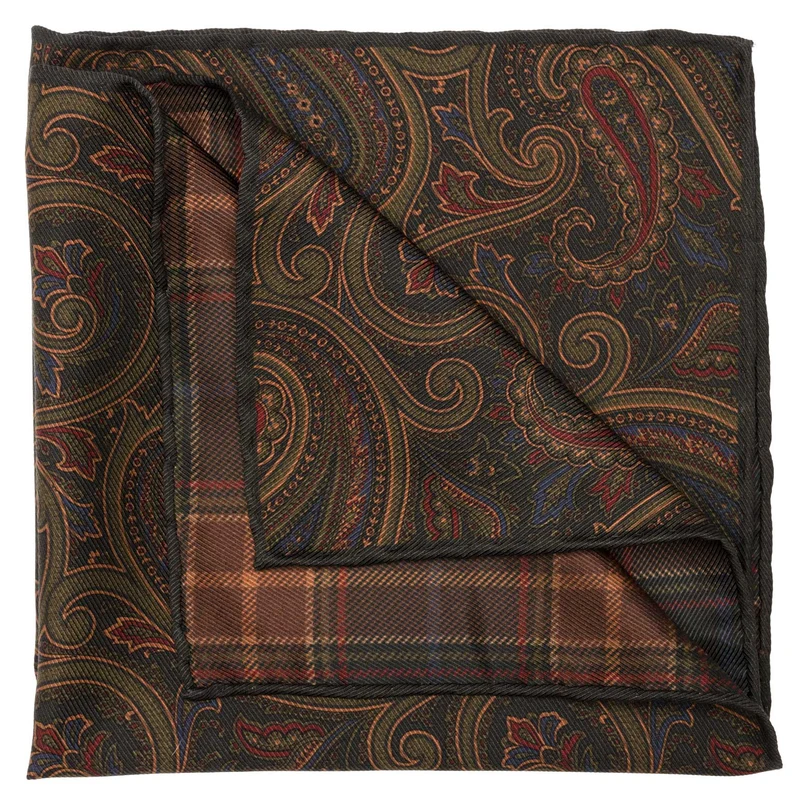 Positano - Double Sided Silk Pocket Square - Green