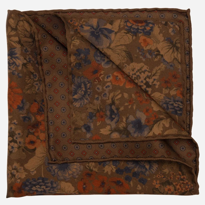 Vico - Double Sided Silk Pocket Square - Clay Brown