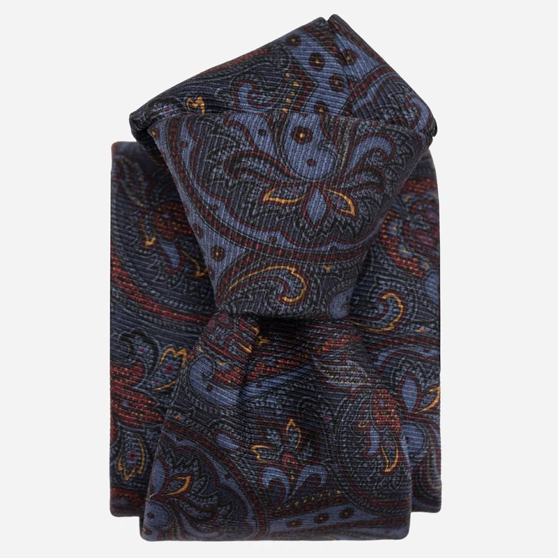 Marsala - Printed Madder Silk Tie - Blue