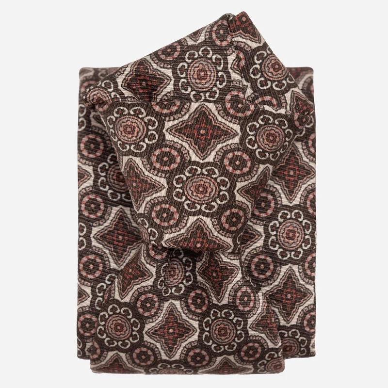 Lorenzo - Printed Madder Silk Tie - Brown and Blush