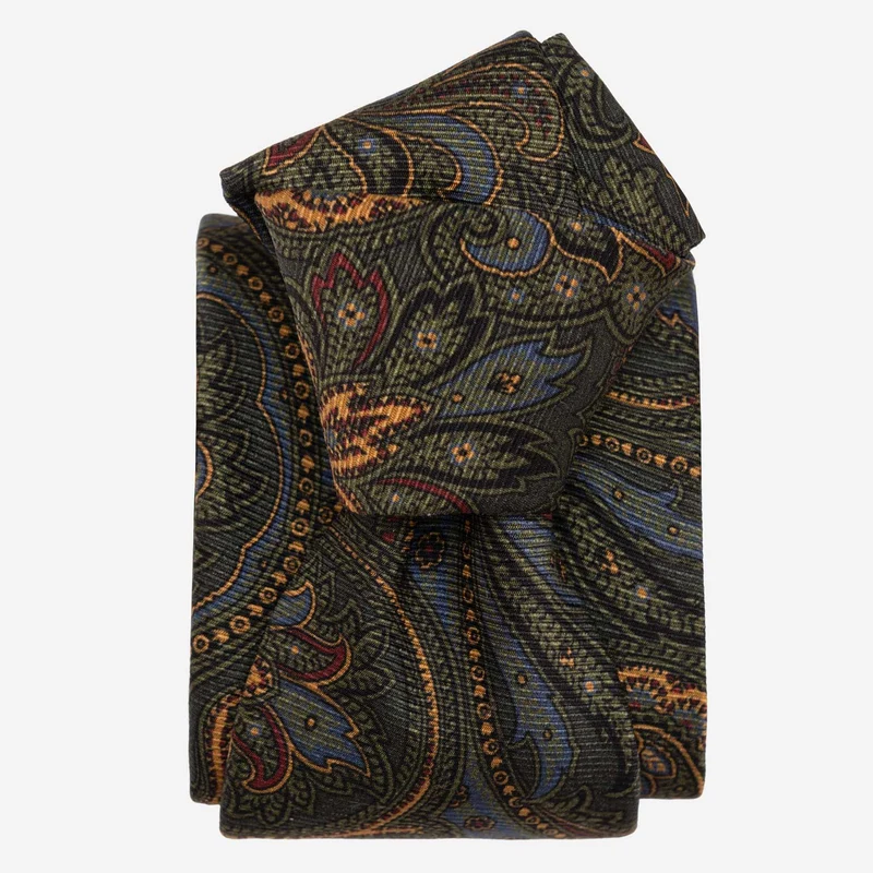 Marsala - Printed Madder Silk Tie - Forest Green