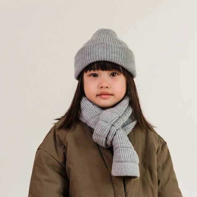 Hvid beanie fonzie kids grey melange