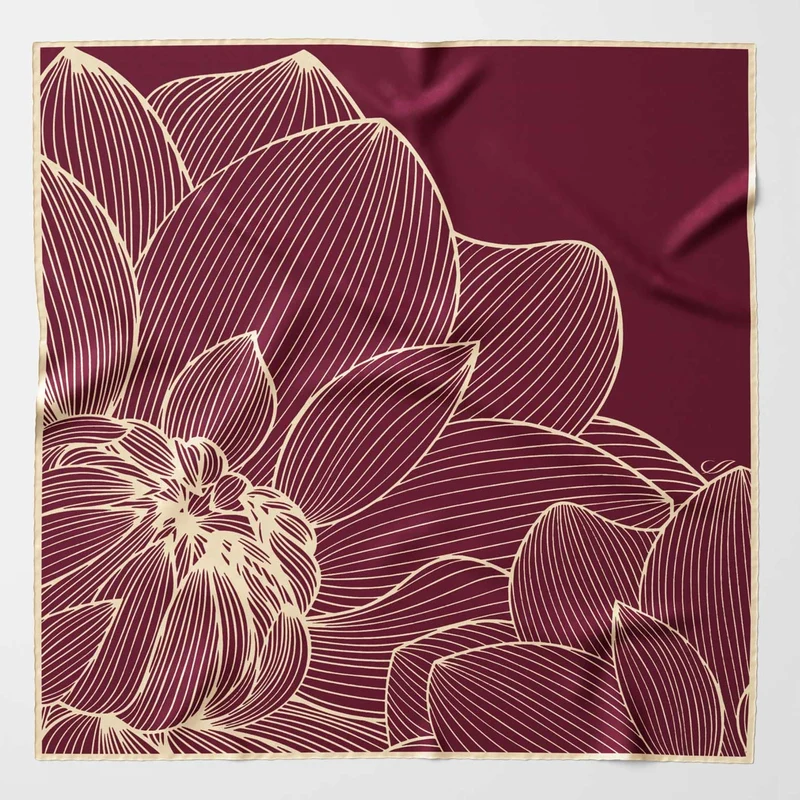 Fior di Loto - Silk Bandana - Burgundy