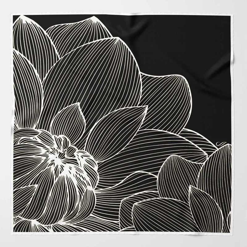 Fior di Loto - Silk Bandana - Black