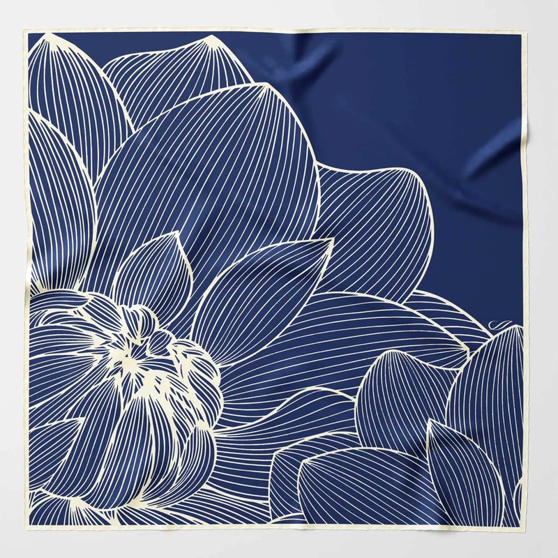 Fior di Loto - Silk Bandana - Blue