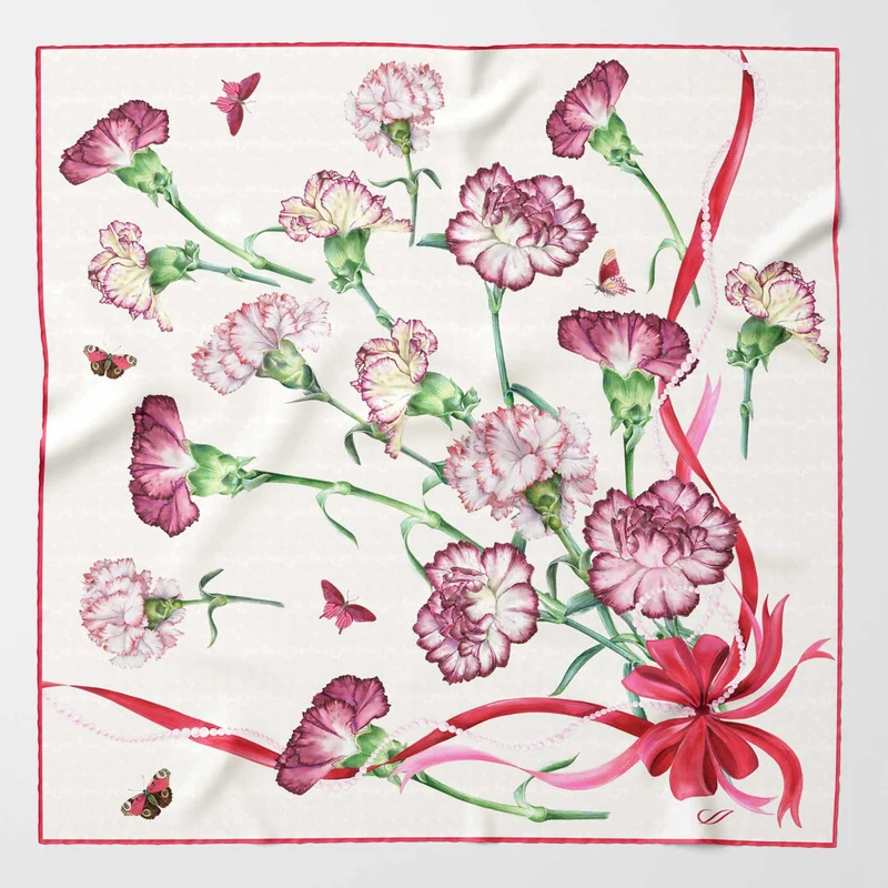 Dianthus - Silk Bandana - Red