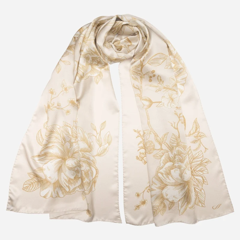 Isabella - Silk Scarf Shawl - Champagne
