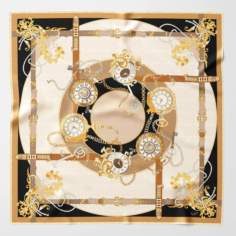 Moment in Time - Silk Foulard - Gold