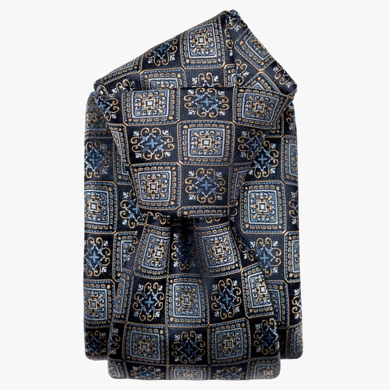 De Sica- Silk Jacquard Tie - Navy and Blue