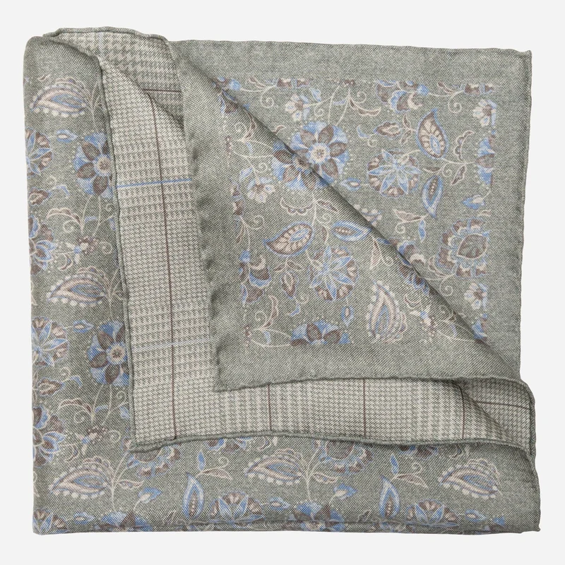 Enzo - Double Sided Silk Pocket Square - Sage Green