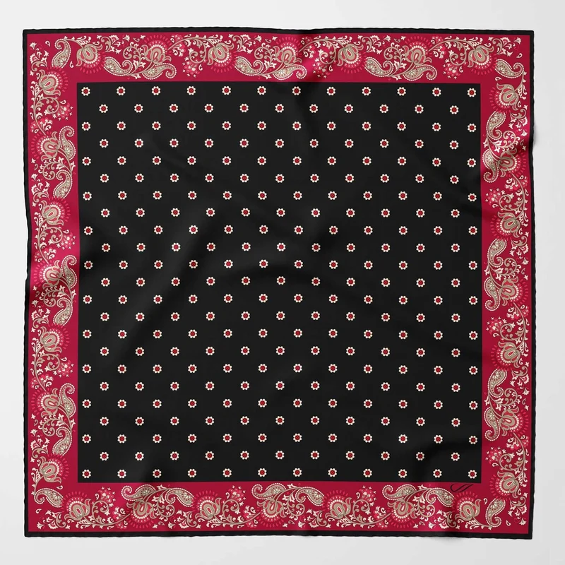 Sangiovese - Silk Pocket Square - Black and Red