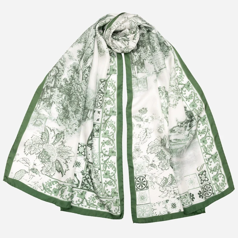 Toile - Long Silk Scarf - Green