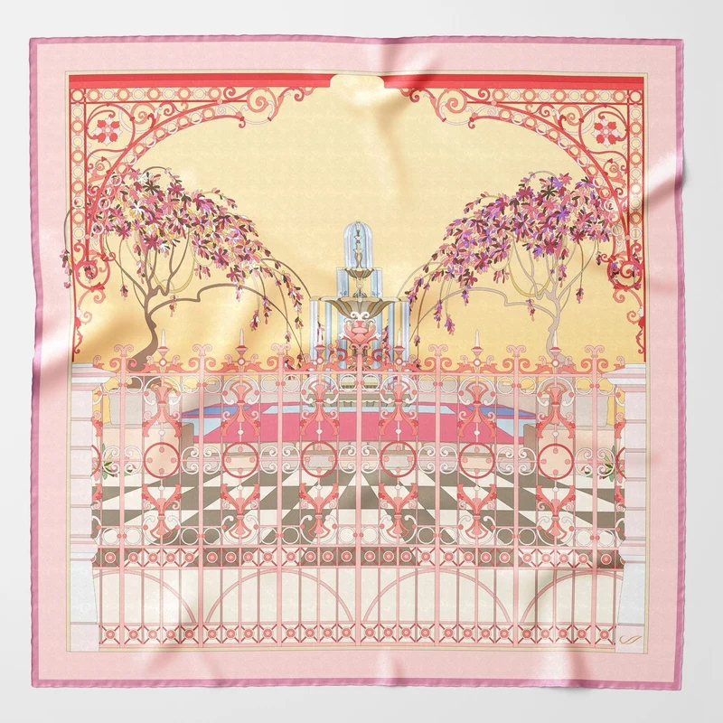 Garden of Dreams - Silk Foulard - Pink