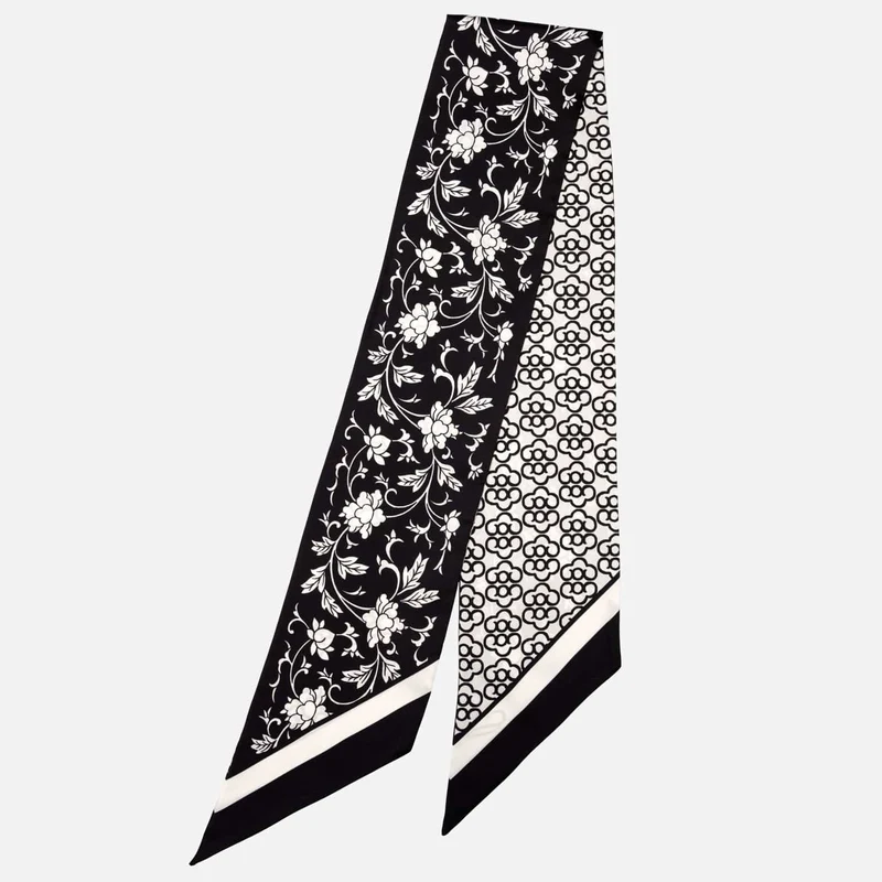 Loretta - Skinny Silk Scarf - Black