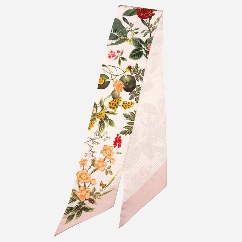 Ornella - Skinny Silk Scarf - Pink