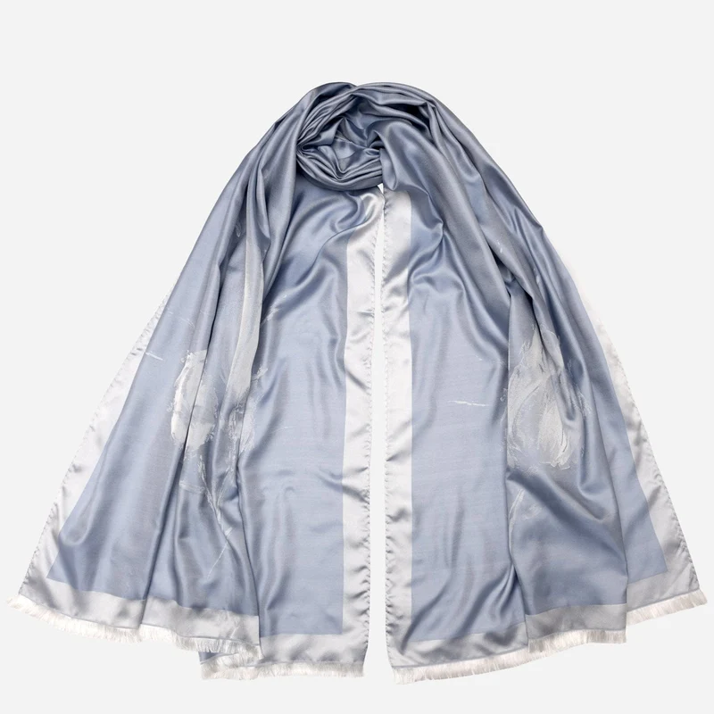 Fortuna - Silk Scarf Shawl - Sky Blue