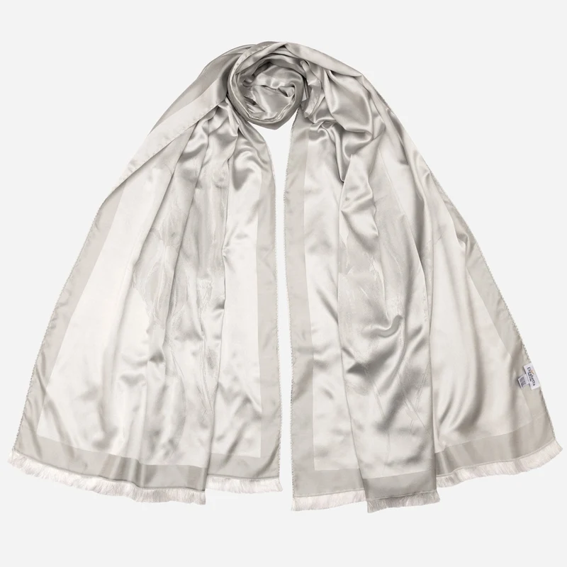 Fortuna - Silk Scarf Shawl - Silver Pearl