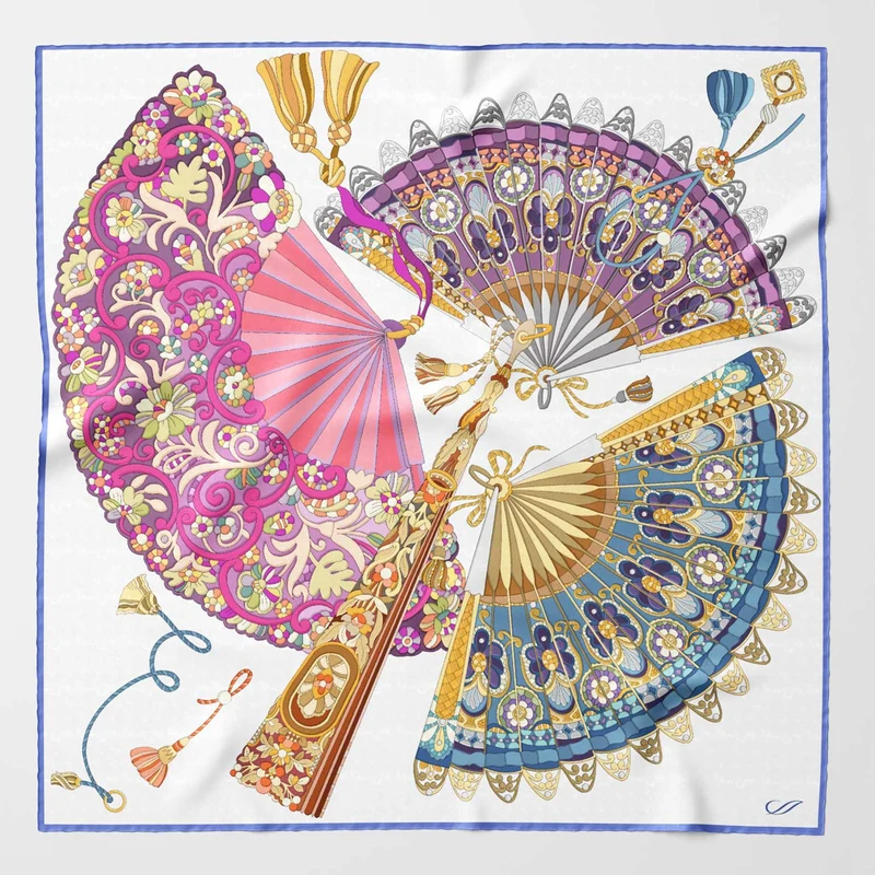 Venetian Fan - Silk Bandana - Rainbow