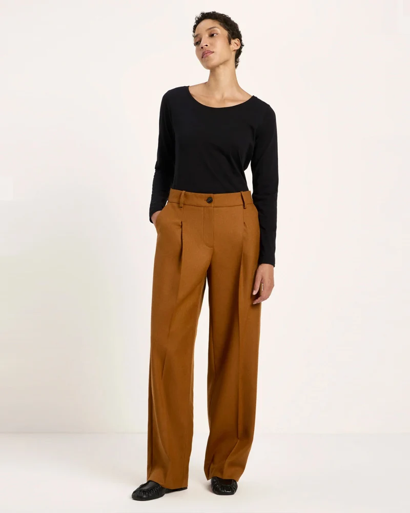 LANIUS wollen pantalon LOIZA COPPER met bandplooi
