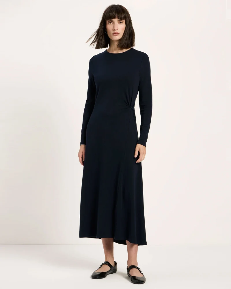 LANIUS effen jurk plooidetail TINA NIGHT tencel & bio katoen