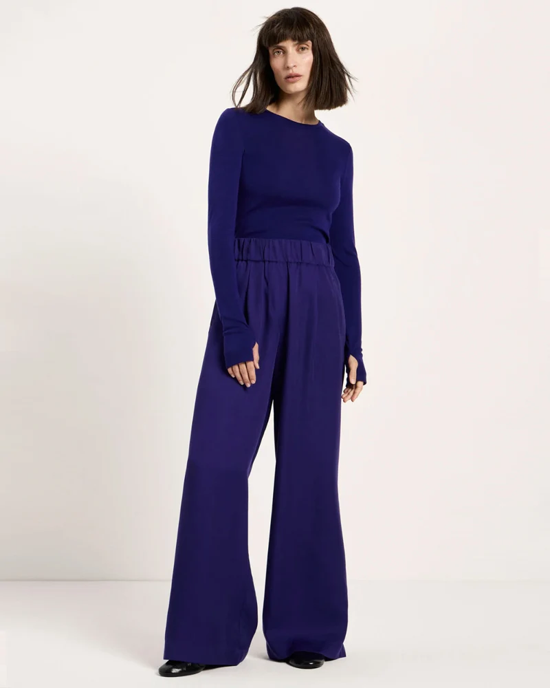 LANIUS wijde pantalon broek JOLENE VIOLET van tencel