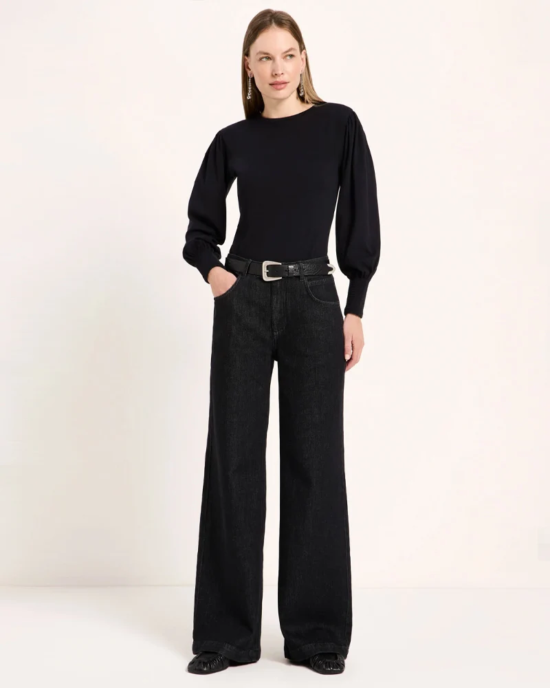 LANIUS wide jeans SALT BLACK biologisch katoen