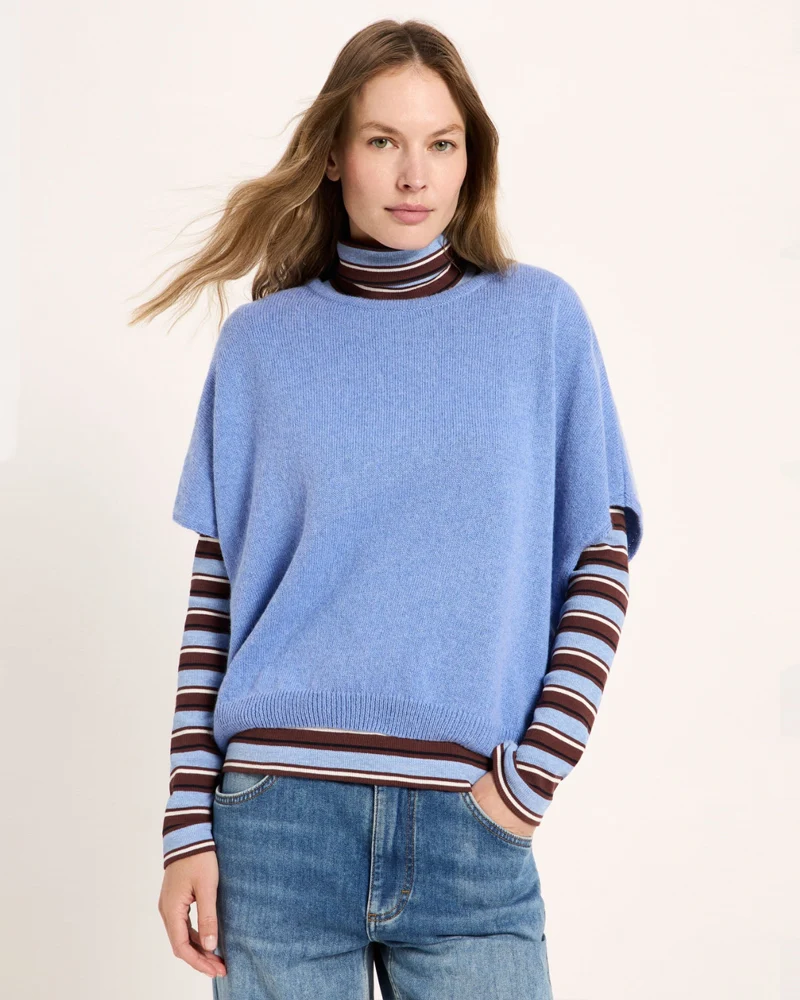 LANIUS spencer HILDA LIGHT BLUE biologisch wol en katoen