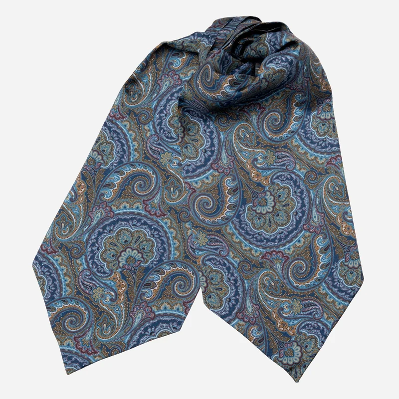Latino - Silk Ascot Cravat Tie - Petrol Blue