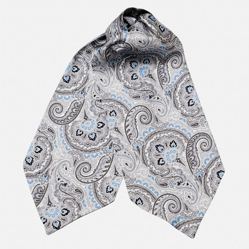 Latino - Silk Ascot Cravat Tie - Grey