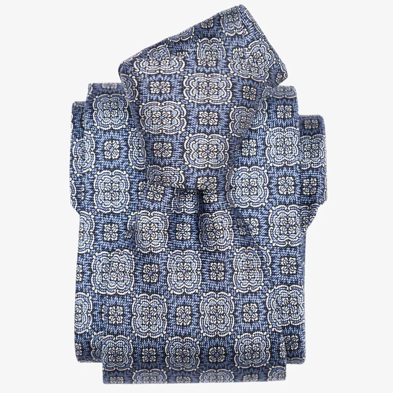 Veneto - Printed Silk Tie - Blue