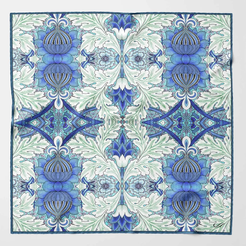St. James - Silk Neckerchief - Blue and Mint