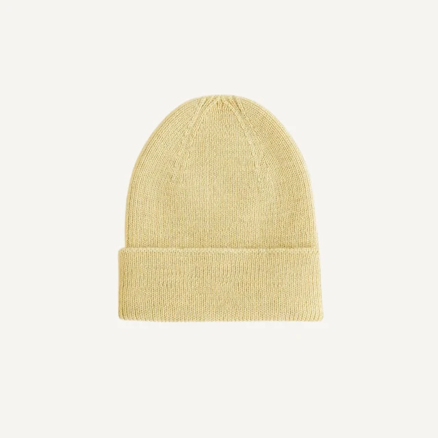 Hvid beanie fonzie newborn light yellow