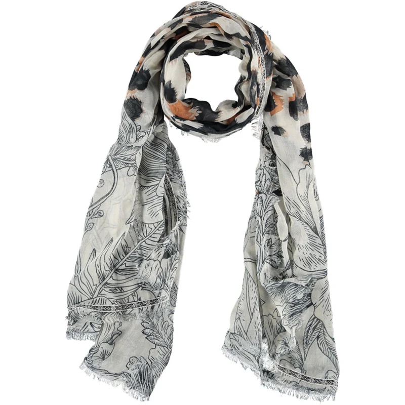 Tijger print sjaal zwart-wit