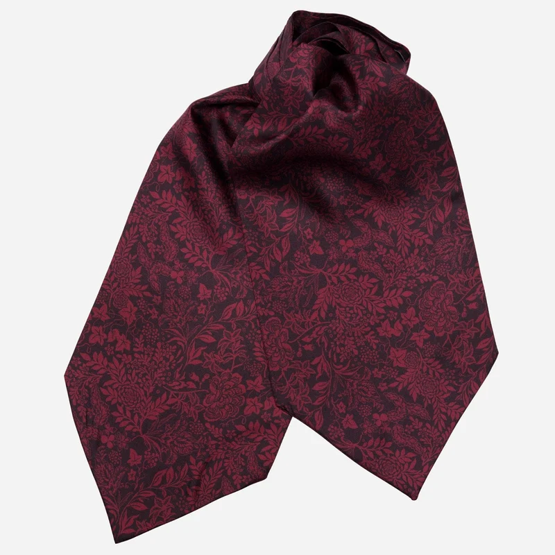 Portofino - Silk Ascot Cravat Tie - Burgundy