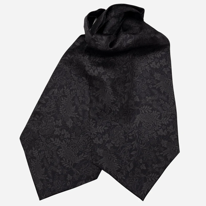 Portofino - Silk Ascot Cravat Tie - Black