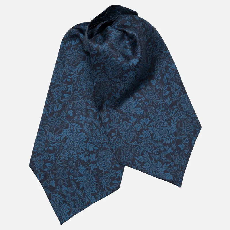 Portofino - Silk Ascot Cravat Tie - Midnight Blue