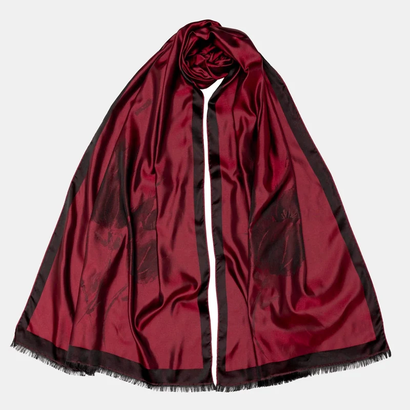 Fortuna - Silk Scarf Shawl - Ruby Red
