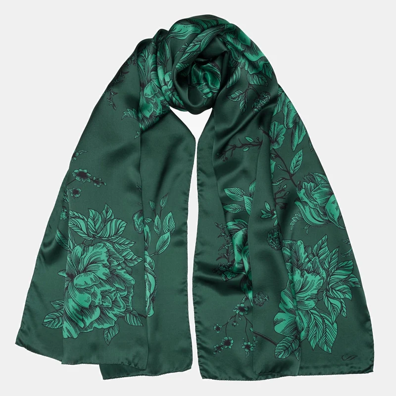 Isabella - Silk Scarf Shawl - Malachite Green