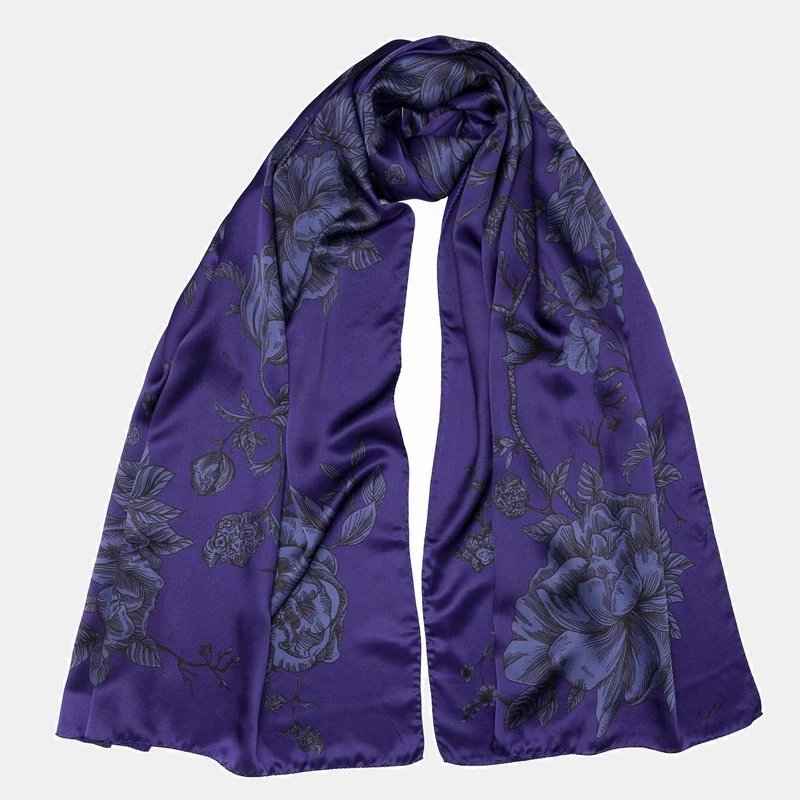 Isabella - Silk Scarf Shawl - Indigo Blue