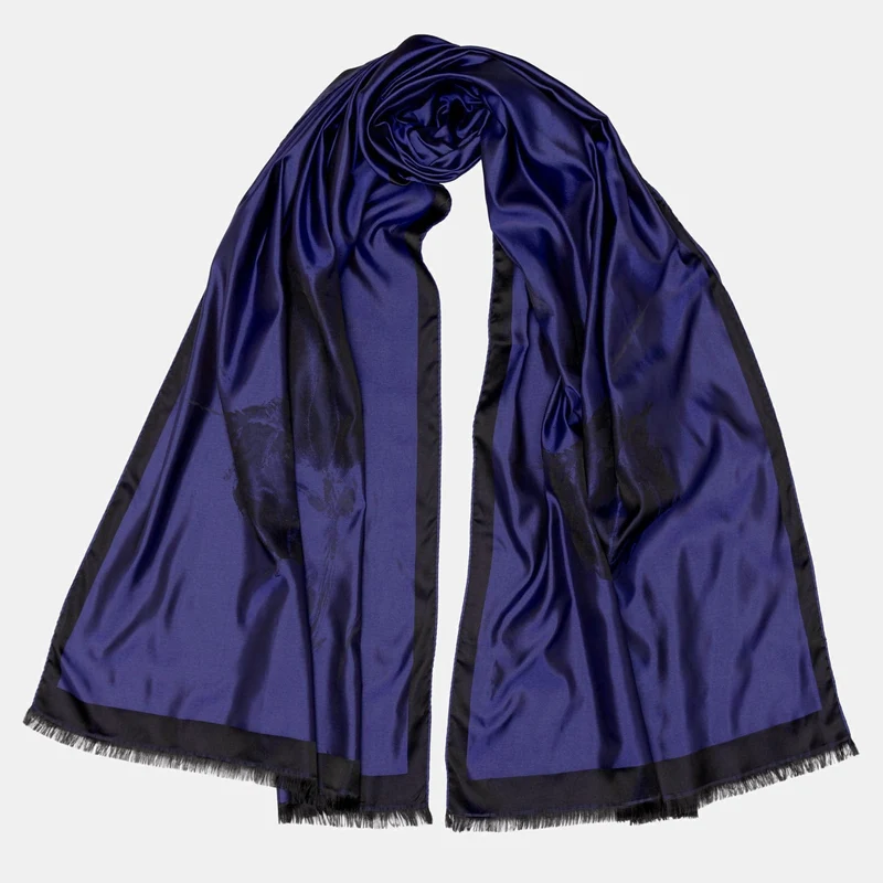 Fortuna - Silk Scarf Shawl - Sapphire Blue