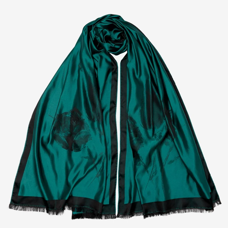 Fortuna - Silk Scarf Shawl - Emerald Green