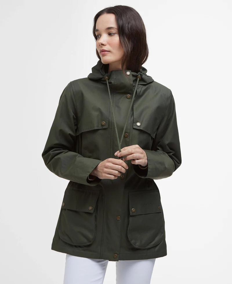 Barbour Maple Waterproof Jacket, olive/ancient tartan